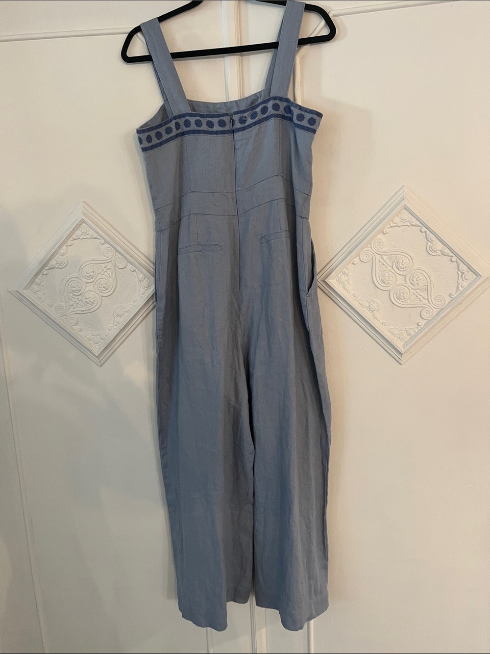 Spartina 449 Light Blue Embroidered Wide-Leg Jumpsuit - Picture 2 of 8